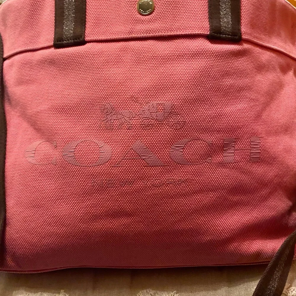 Coach Pink and Brown Leather Tote Bag - Picture 2 of 11